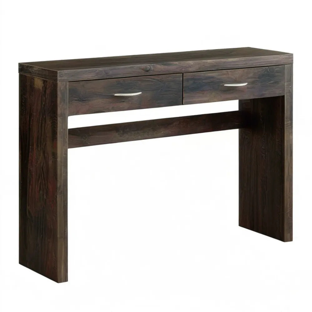 Biurko z litego drewna mango, ciemnobrązowe, 120 x 60 x 76 cm, z 2 szufladami